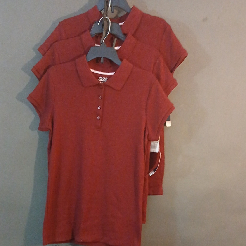 3pk NWT IZOD Approved Schoolwear Burgundy Polo Shirt Size: XL 18 Girls